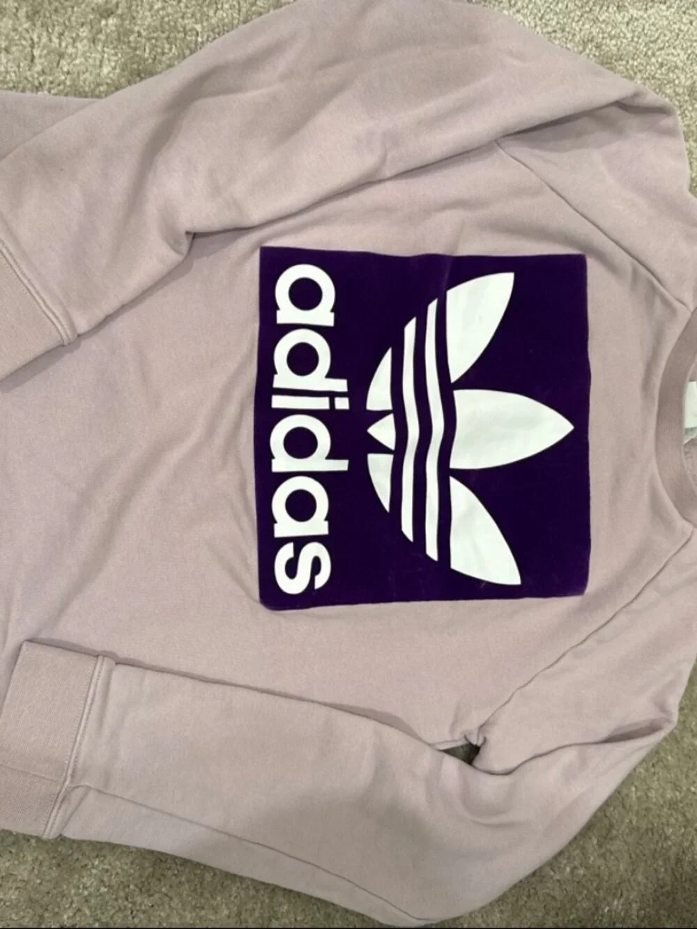 Adidas Trefoil Box Logo Sweatshirt Light Purple Sz S